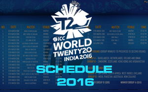 T20 Cricket World Cup Schedule 2016